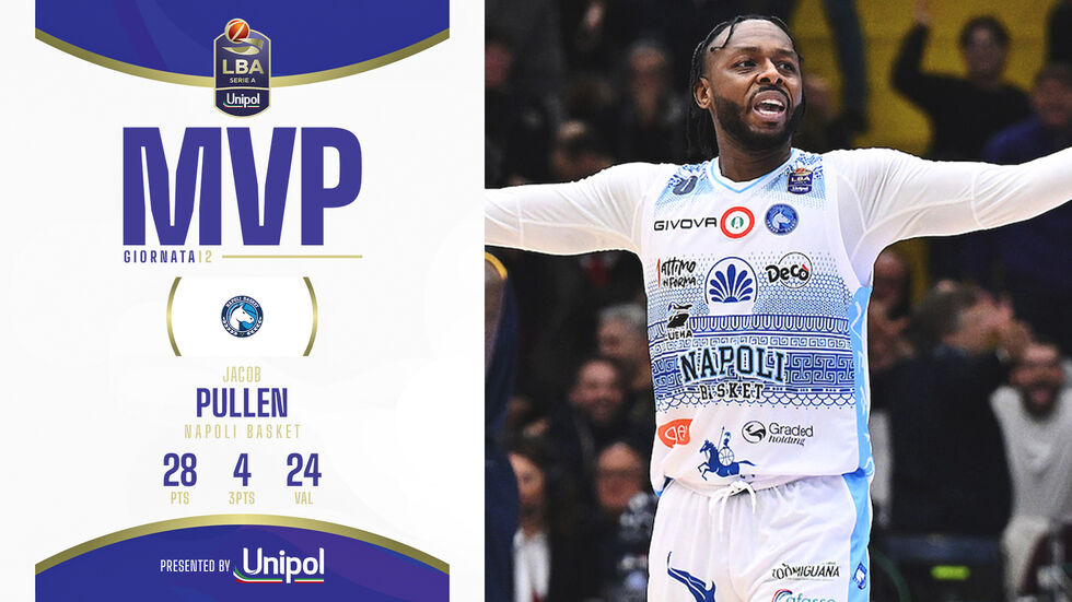 Jacob Pullen è l'MVP Unipol della 12ª giornata della Serie A Unipol 2024/25