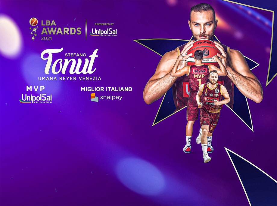 LBA Awards, Stefano Tonut premiato come MVP UnipolSai e miglior italiano Snaipay della stagione regolare