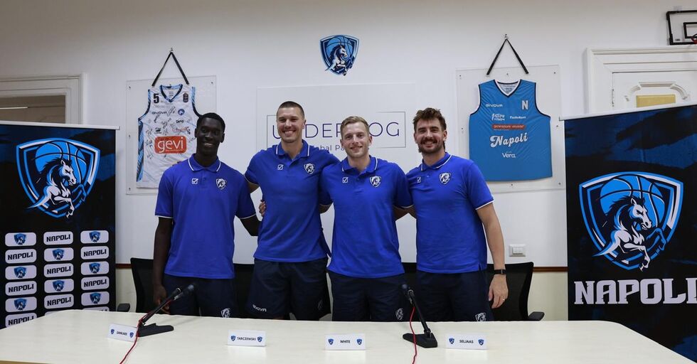 Napoli Basketball, presentati ufficialmente Assane Sankaré, Zac Seljaas, Kaleb Tarczewski e Jack White