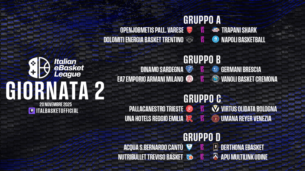Segui LIVE la 2ª Giornata della regular season dell'Italian eBasket League 2025/26