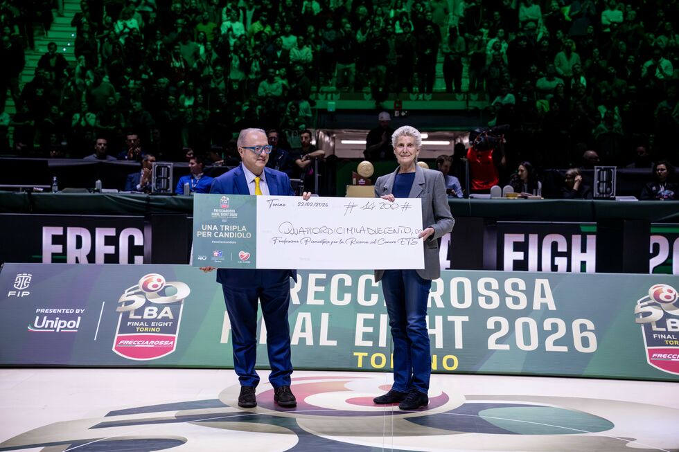 Frecciarossa Final Eight 2026: grazie all'iniziativa "Una Tripla Per Candiolo" raccolti 14.200 euro a favore della Fondazione Piemontese per la Ricerca sul Cancro